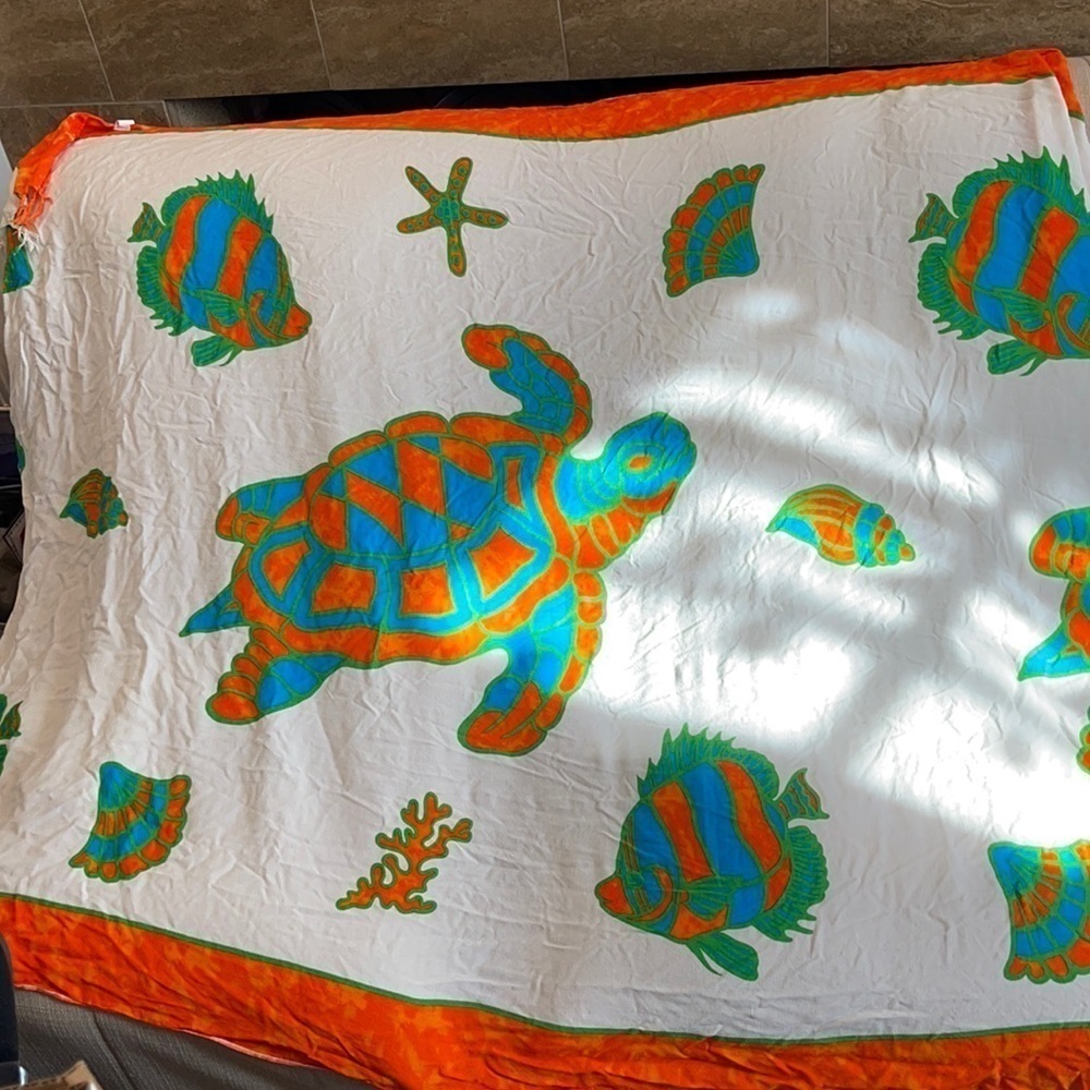 Ocean Creatures Prints Shawl Swim Cover